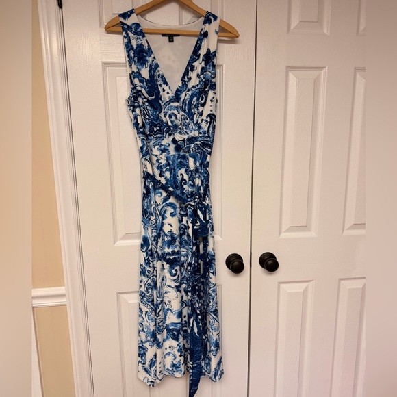 Ralph Lauren Dresses & Skirts - Lauren Ralph Lauren Blue White Toile Print Dress Sz 8 Garden Party Wedding